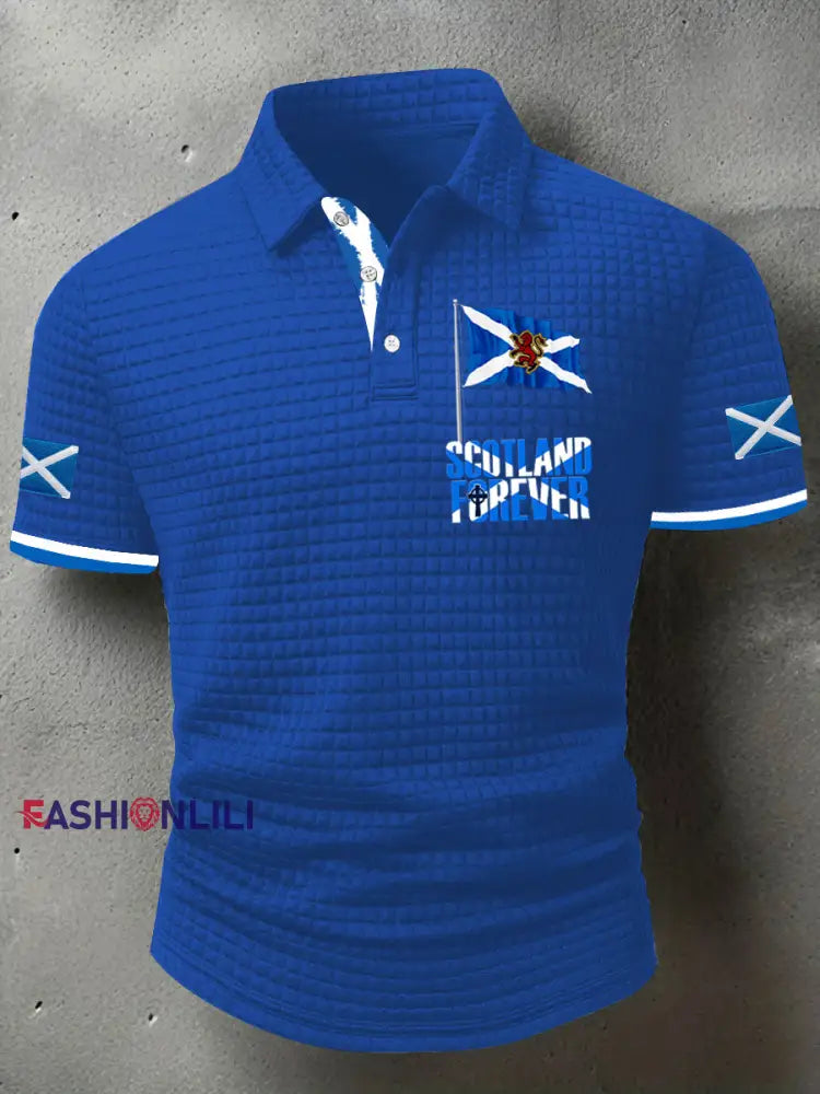 Men’s Scotland Flag Proud The Brave Printed Casual Short Sleeve Top Blue / S