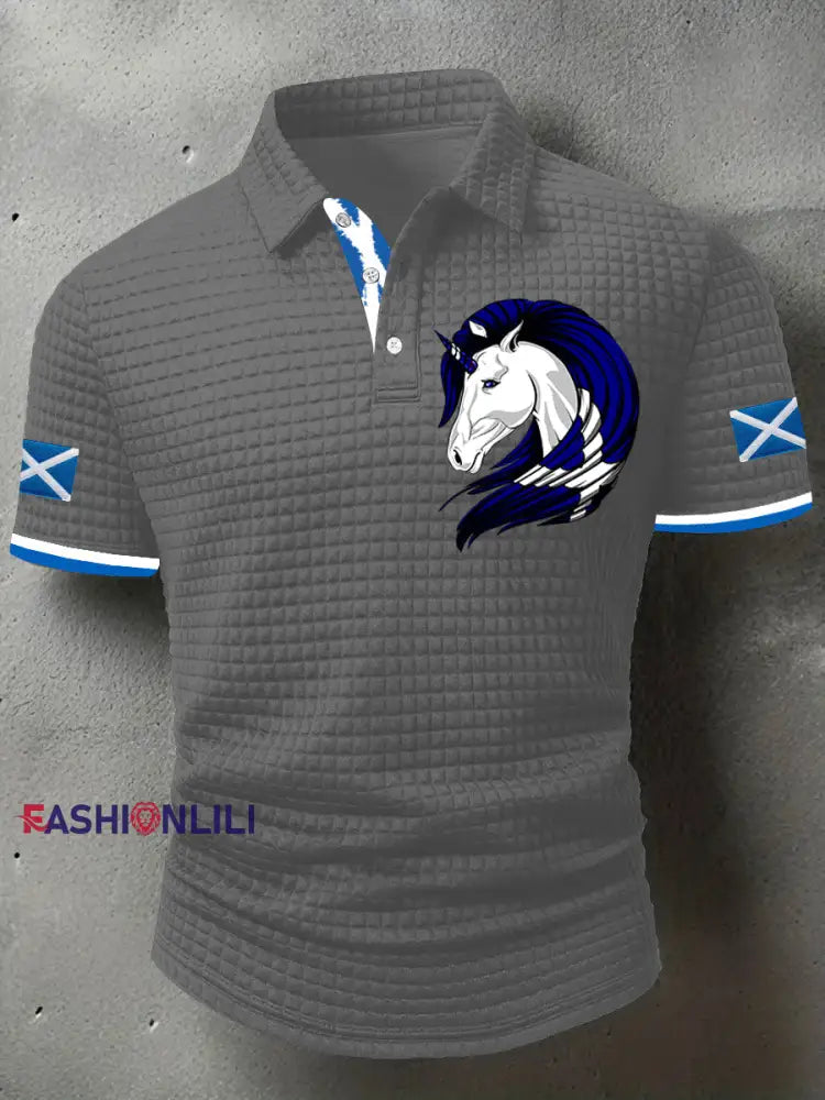 Men’s Scotland Flag Proud The Brave Printed Casual Short Sleeve Top Gray / S