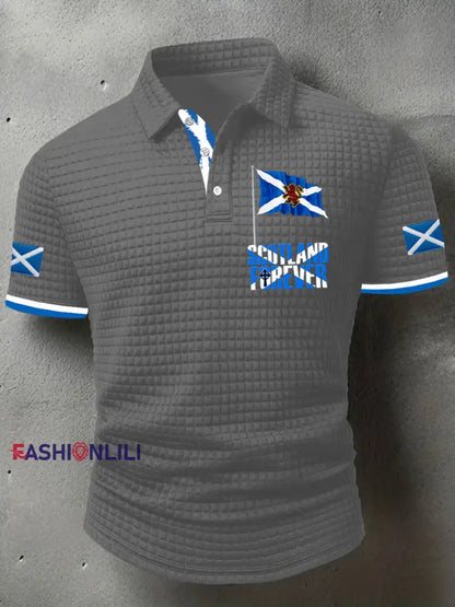 Men’s Scotland Flag Proud The Brave Printed Casual Short Sleeve Top Gray / S