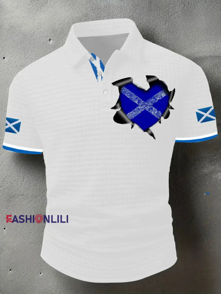 Men’s Scotland Flag Proud The Brave Printed Casual Short Sleeve Top White / S