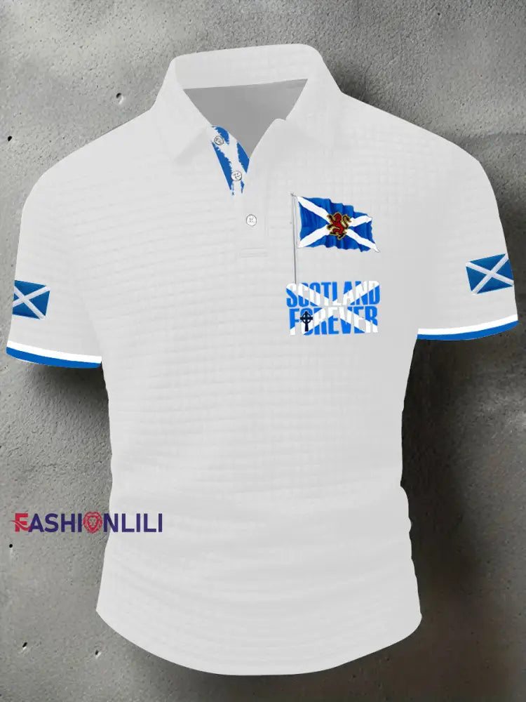 Men’s Scotland Flag Proud The Brave Printed Casual Short Sleeve Top White / S
