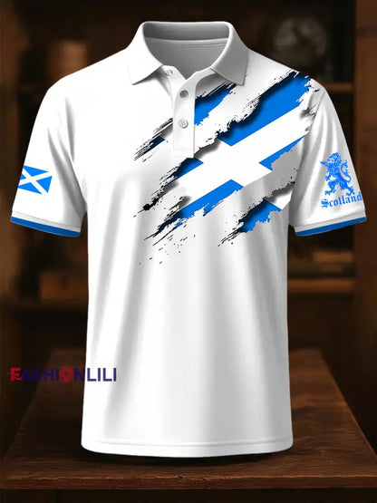 Men’s Scotland Flag Proud The Brave Printed Casual Short Sleeve Top White / S