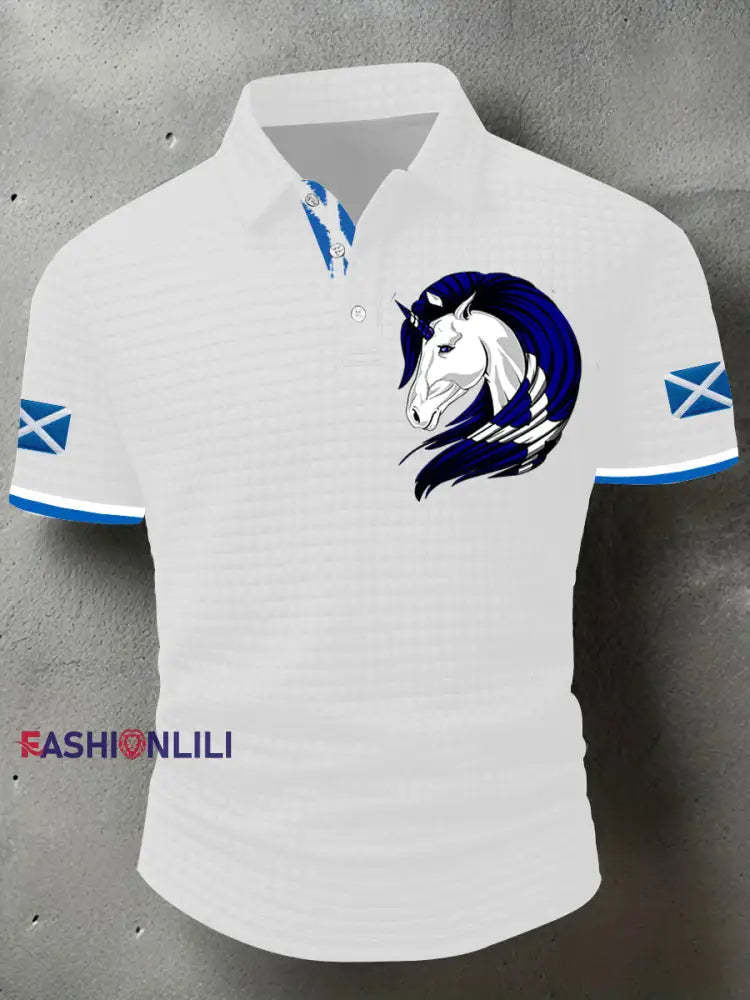 Men’s Scotland Flag Proud The Brave Printed Casual Short Sleeve Top White / S