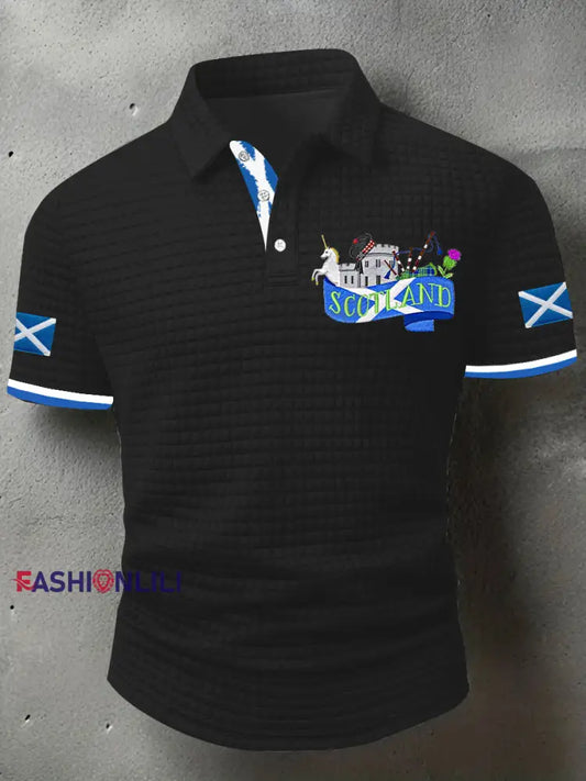Men’s Scotland Flag Proud The Brave Printed Casual Short Sleeve Tops Black / S
