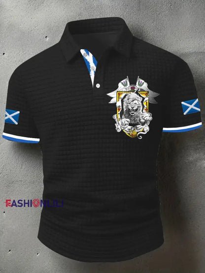 Men’s Scotland Flag Proud The Brave Printed Casual Short Sleeve Tops Black / S