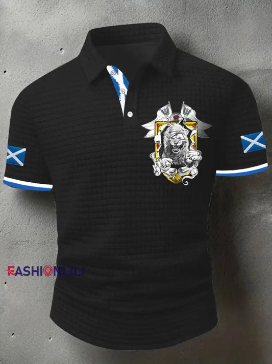 Men’s Scotland Flag Proud The Brave Printed Casual Short Sleeve Tops Black / S