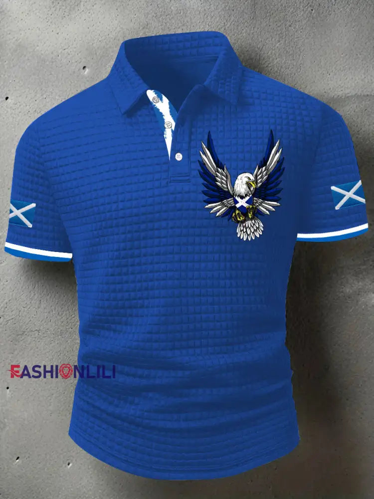 Men’s Scotland Flag Proud The Brave Printed Casual Short Sleeve Tops Blue / S