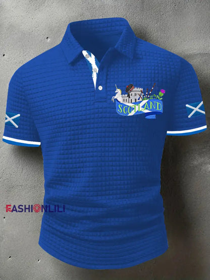 Men’s Scotland Flag Proud The Brave Printed Casual Short Sleeve Tops Blue / S