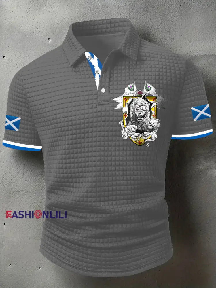 Men’s Scotland Flag Proud The Brave Printed Casual Short Sleeve Tops Gray / S