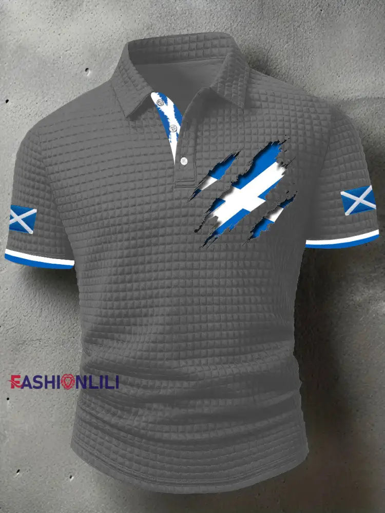 Men’s Scotland Flag Proud The Brave Printed Casual Short Sleeve Tops Light Gray / S