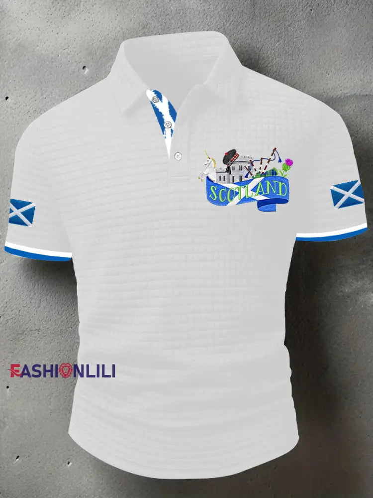 Men’s Scotland Flag Proud The Brave Printed Casual Short Sleeve Tops White / S