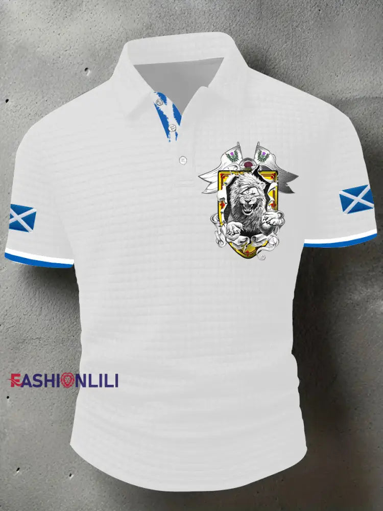 Men’s Scotland Flag Proud The Brave Printed Casual Short Sleeve Tops White / S