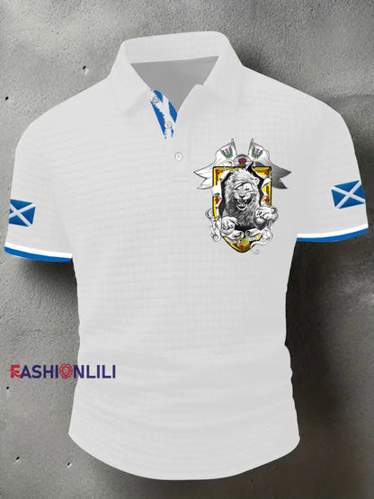 Men’s Scotland Flag Proud The Brave Printed Casual Short Sleeve Tops White / S