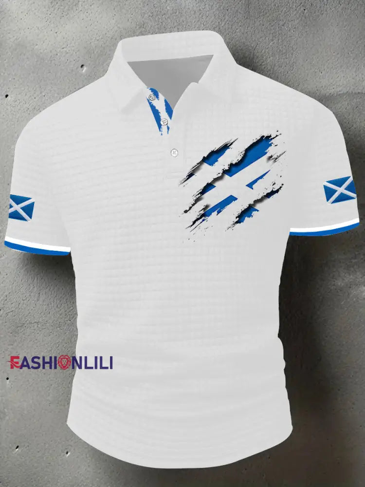 Men’s Scotland Flag Proud The Brave Printed Casual Short Sleeve Tops White / S