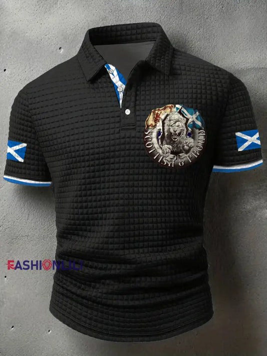 Men’s Scotland Flag Proud The Brave Printed Casual Tops Black / S