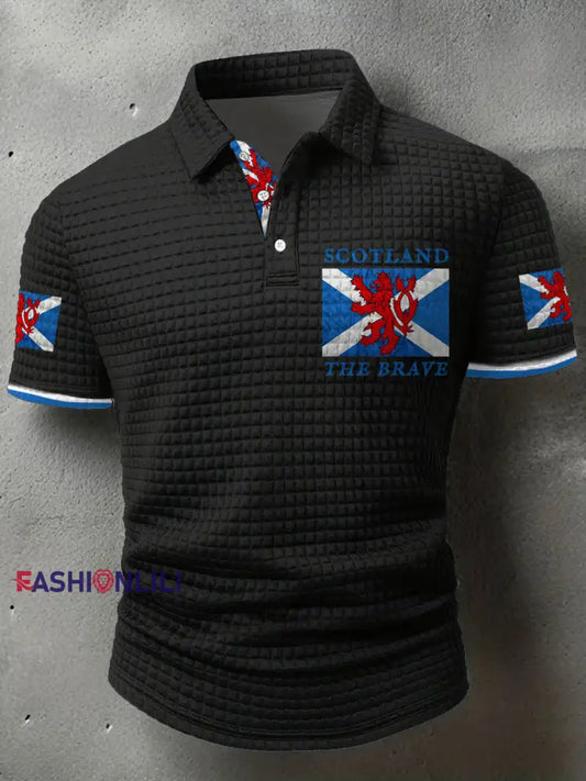 Men’s Scotland Flag Proud The Brave Printed Casual Tops Black / S
