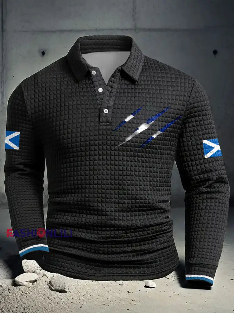 Men’s Scotland Flag Proud The Brave Printed Casual Tops Black / S