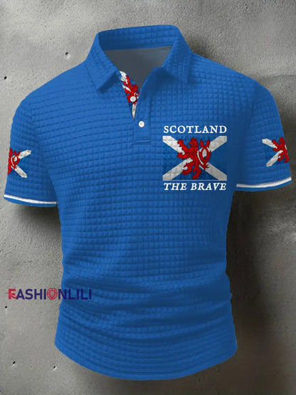 Men’s Scotland Flag Proud The Brave Printed Casual Tops Blue / S
