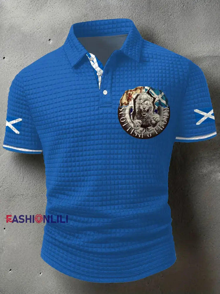 Men’s Scotland Flag Proud The Brave Printed Casual Tops Blue / S