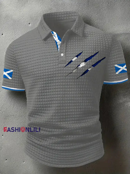 Men’s Scotland Flag Proud The Brave Printed Casual Tops Light Gray / S