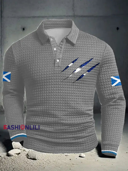 Men’s Scotland Flag Proud The Brave Printed Casual Tops Light Gray / S