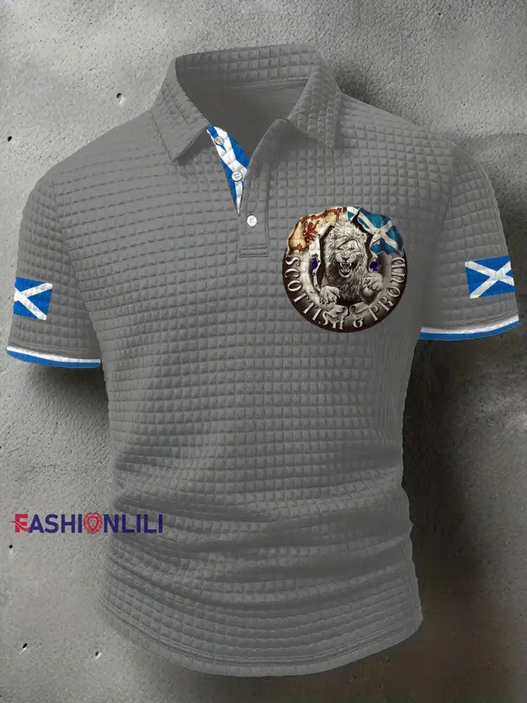 Men’s Scotland Flag Proud The Brave Printed Casual Tops Light Gray / S