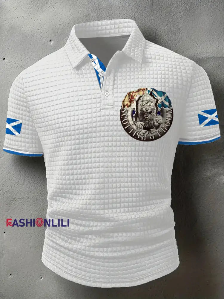 Men’s Scotland Flag Proud The Brave Printed Casual Tops White / S