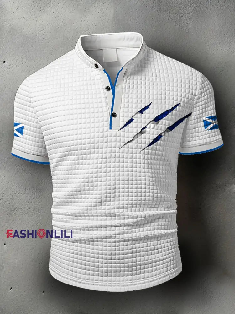 Men’s Scotland Flag Proud The Brave Printed Casual Tops White / S
