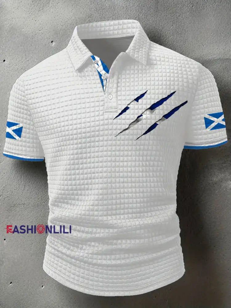 Men’s Scotland Flag Proud The Brave Printed Casual Tops White / S