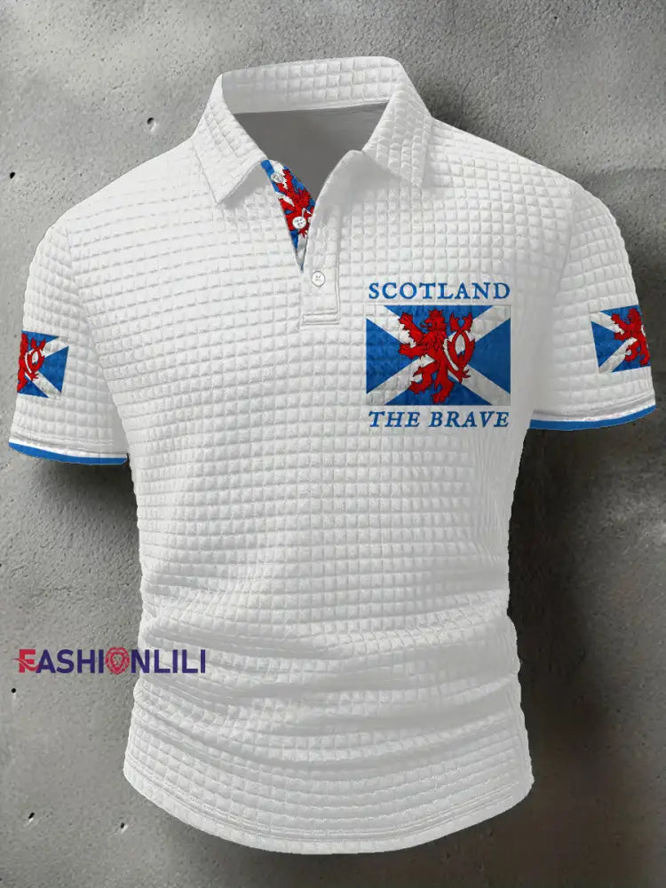 Men’s Scotland Flag Proud The Brave Printed Casual Tops White / S