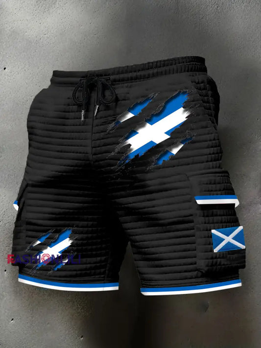 Men’s Scotland Flag Proud The Brave Printed Shorts Black / S