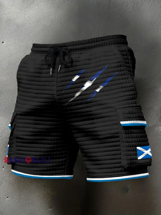 Men’s Scotland Flag Proud The Brave Printed Shorts Black / S