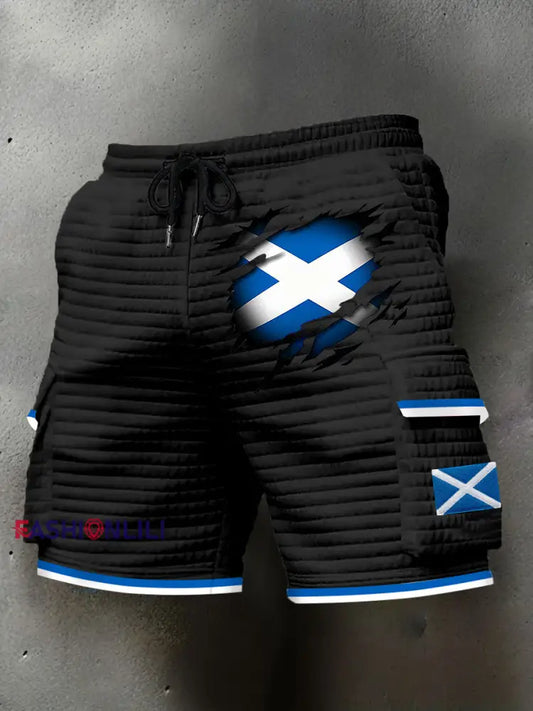 Men’s Scotland Flag Proud The Brave Printed Shorts Black / S