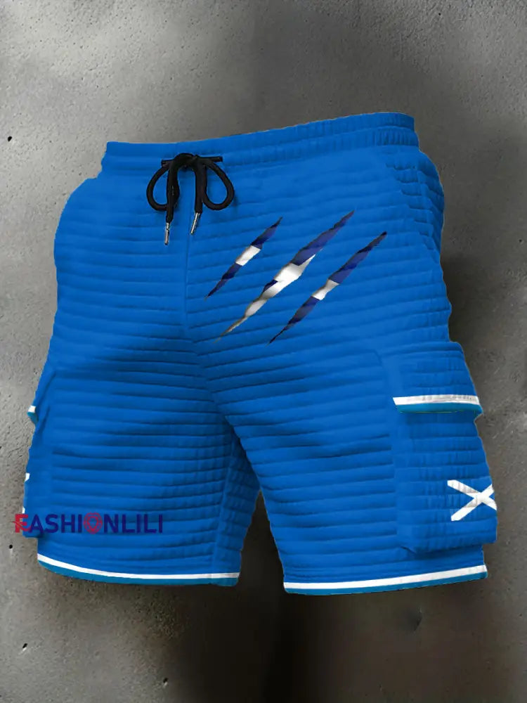 Men’s Scotland Flag Proud The Brave Printed Shorts Blue / S