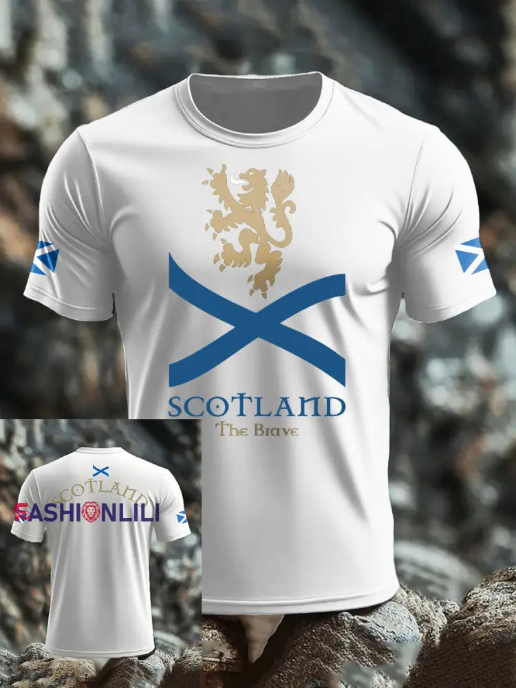 Men’s Scotland Flag Proud The Brave Printed T-shirt White / S