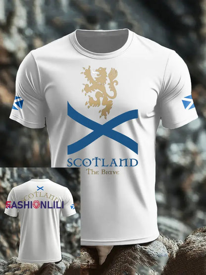Men’s Scotland Flag Proud The Brave Printed T-shirt White / S