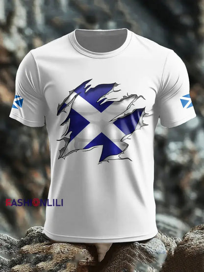 Men’s Scotland Flag Proud The Brave Printed T-shirt White / S