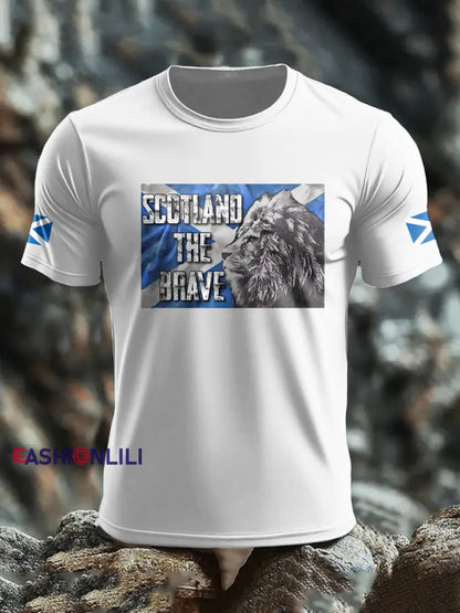 Men’s Scotland Flag Proud The Brave Printed T-shirt White / S
