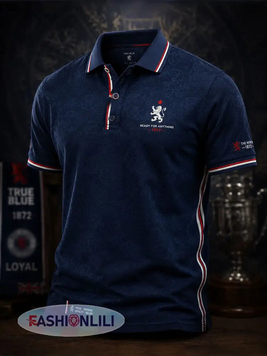 Men’s Scotland Football Blue Lover Printed Casual Tops - Deep Blue / S