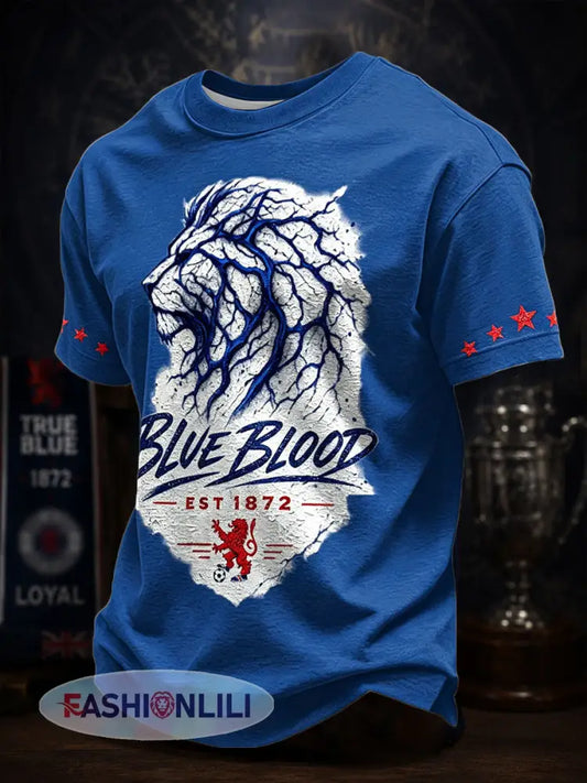 Men’s Scotland Football Blue Lover Printed T-shirt - Blue / S