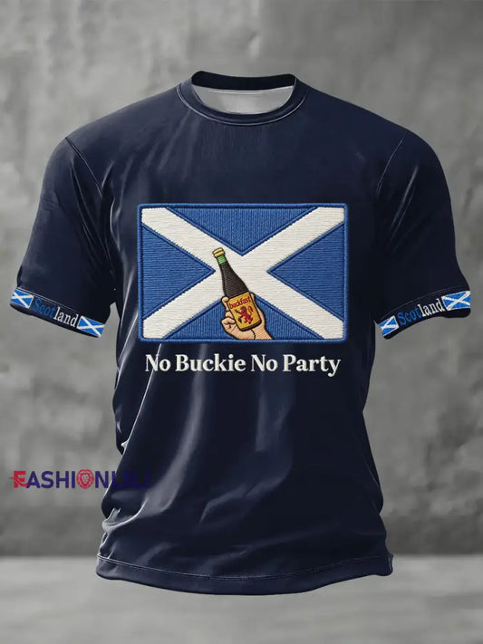 Men’s Scotland Football Lover No Buckie No Army Printed T-shirt Navy Blue / S