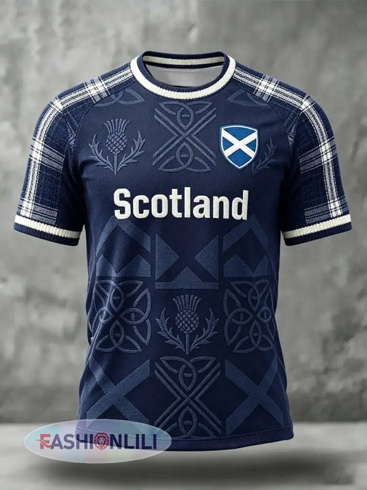 Men’s Scotland Football Lover Printed T-shirt - Deep Blue / S