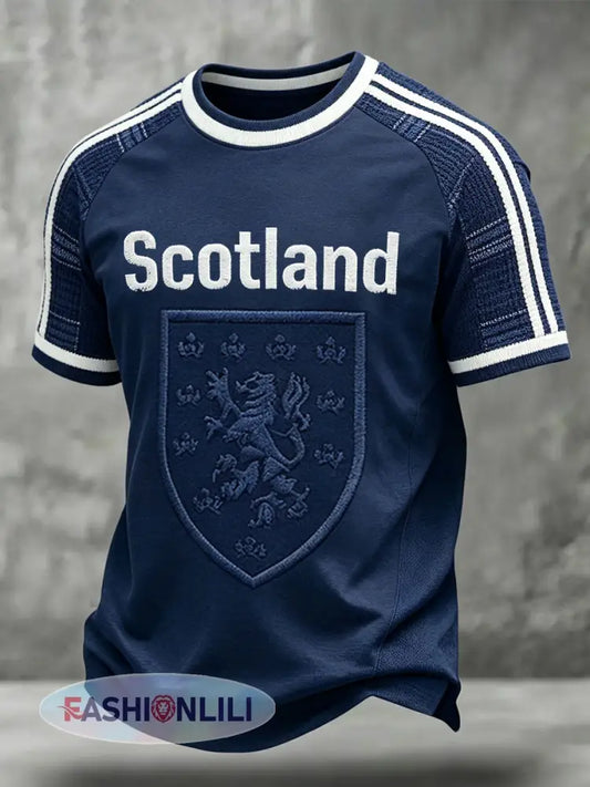 Men’s Scotland Football Lover Printed T-shirt - Deep Blue / S