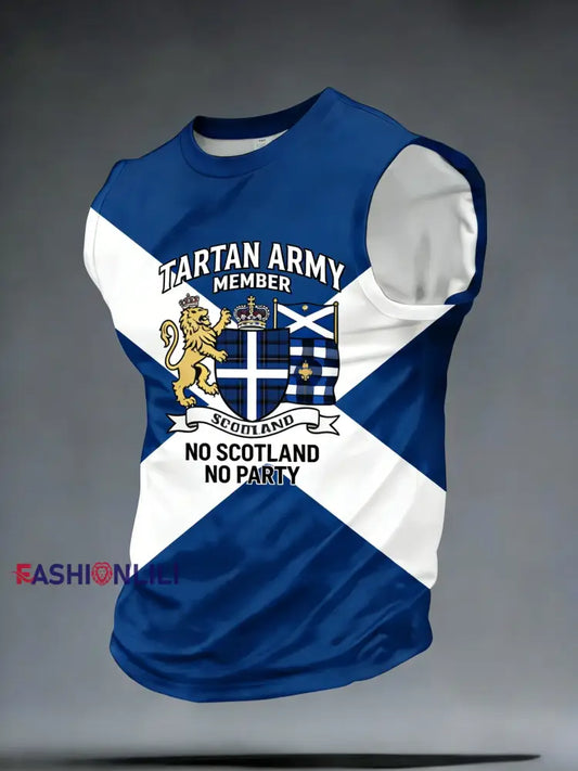 Men’s Scotland Football Lover Tartan Army Casual Vest Blue / S