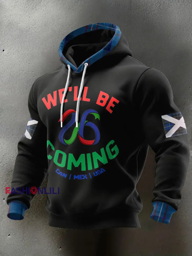 Men’s Scotland Football Lover Tartan Army Printed Hoodie Black / S