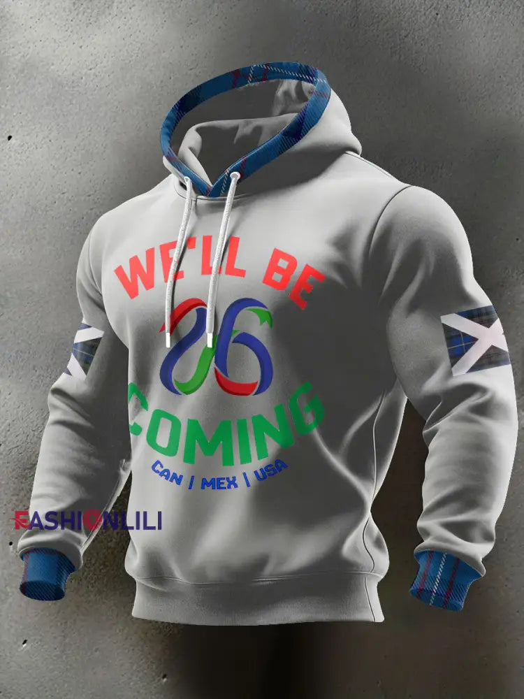 Men’s Scotland Football Lover Tartan Army Printed Hoodie Light Gray / S