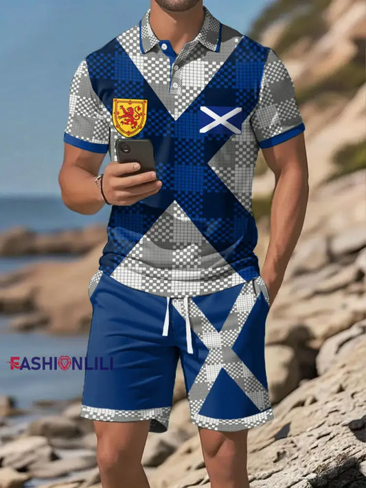 Men’s Scotland Football Lover Tartan Army Printed Sets As picture / S