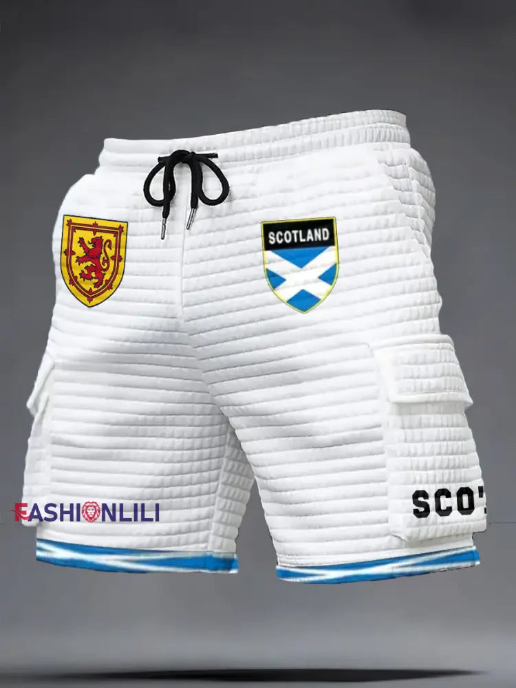 Men’s Scotland Football Lover Tartan Army Printed Shorts White / S