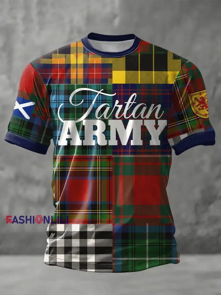 Men’s Scotland Football Lover Tartan Army Printed T-shirt As picture / S