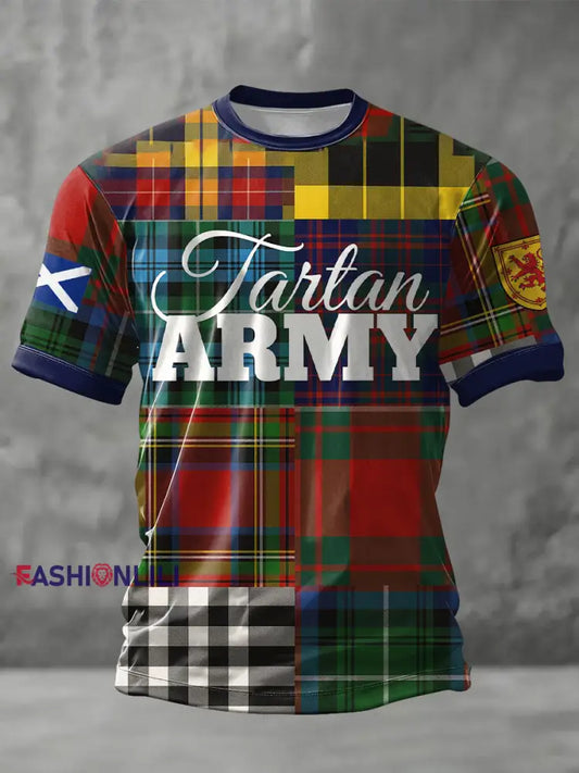 Men’s Scotland Football Lover Tartan Army Printed T-shirt As picture / S